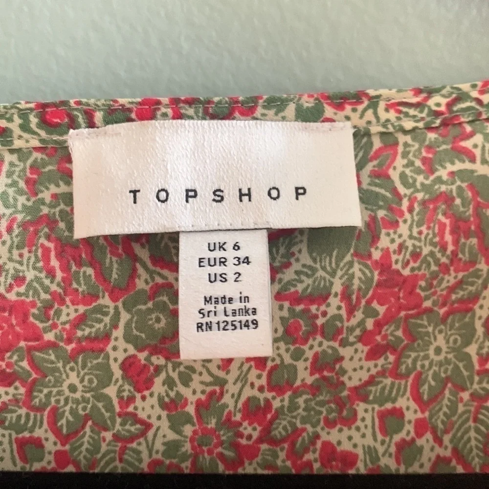 TOPSHOP Floral Cottagecore Victorian Button Up Corset Cropped Blouse Size 2 - Picture 3 of 7